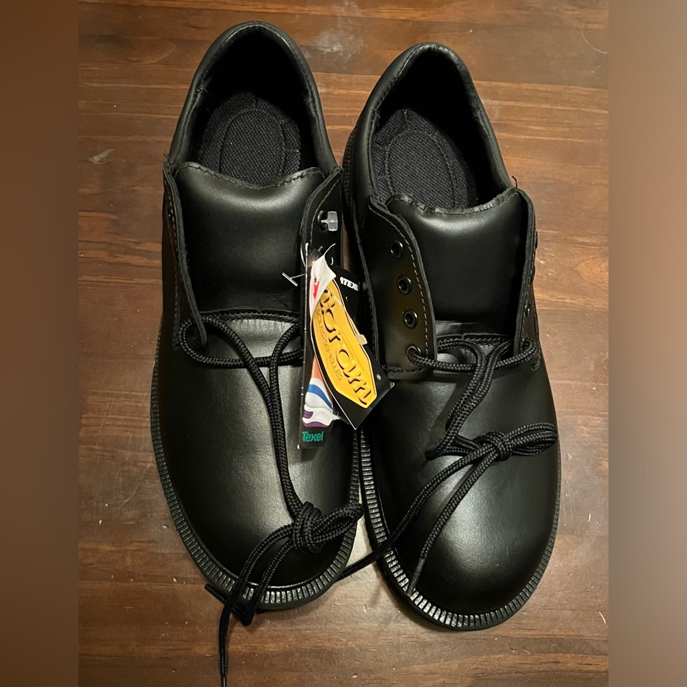 STC Work Shoes Men’s 12W Black Leather Brome II Soft Toe Slip & Oil Resistant